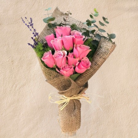 Pink Roses with Lavanders